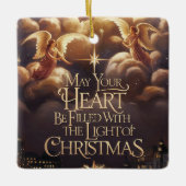 Licht des WeihnachtsAngelic Postcard Designs Keramikornament (Vorderseite)