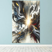 Licht durch Chaos Canvas Print Leinwanddruck (Insitu (Holzboden))