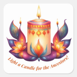 Licht eine Kerze für die Vorfahren Quadratischer Aufkleber