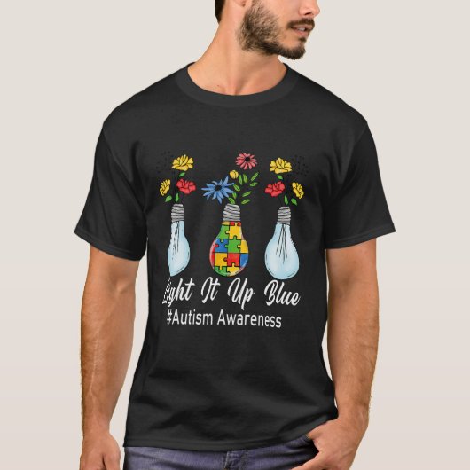 Licht es auf blauer Autismus Bewusstsein Lamp Puzz T-Shirt (Vorderseite)