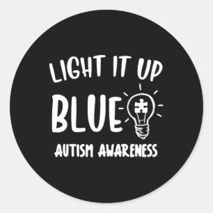 Licht es auf Blue Autismus ich tragen Blau für Bew Runder Aufkleber