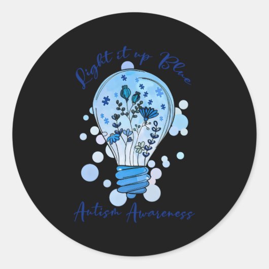 Licht es auf Blue Autismus ich tragen Blau für Bew Runder Aufkleber (Vorderseite)