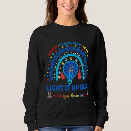 Licht es auf Blue Light Bulb Autismus Bewusstsein Sweatshirt (Vorderseite)