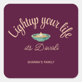 Licht in dein Leben: Diwali Quadratischer Aufkleber