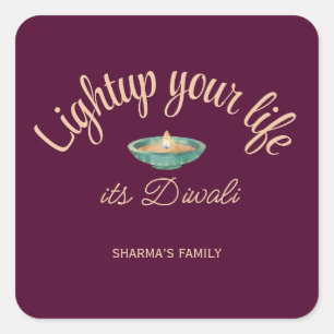 Licht in dein Leben: Diwali Quadratischer Aufkleber