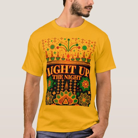 Licht in die Nacht: Diwali Illustration Thema T-Shirt (Vorderseite)