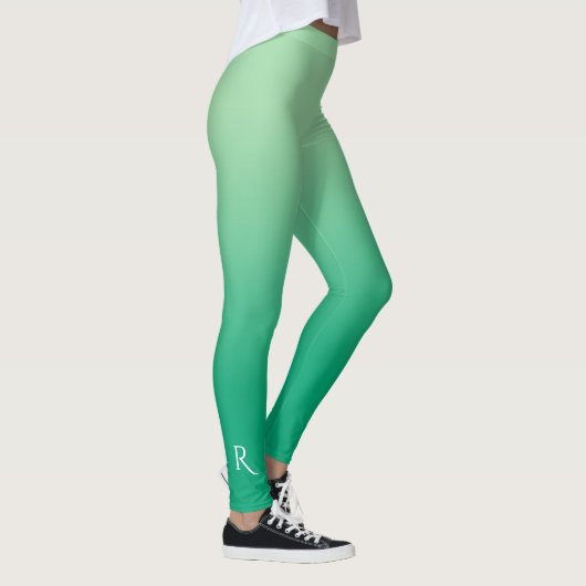 Licht in Dunkelgrüne Farbe mit eleganter Monogramm Leggings (Rechts)