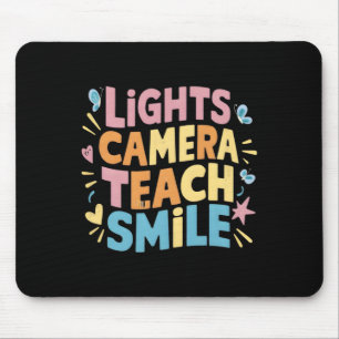 Licht Kamera Lehre Lächeln Shirt Lustig Zurück zur Mousepad