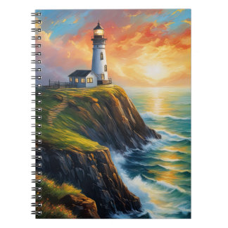 Licht, Leuchtturm und Sonnenuntergang Notizblock