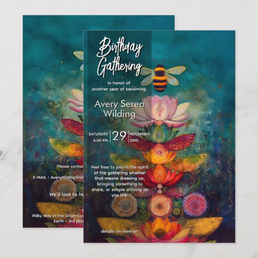 Licht sammeln | Bee Design Einladung (Vorne/Hinten)