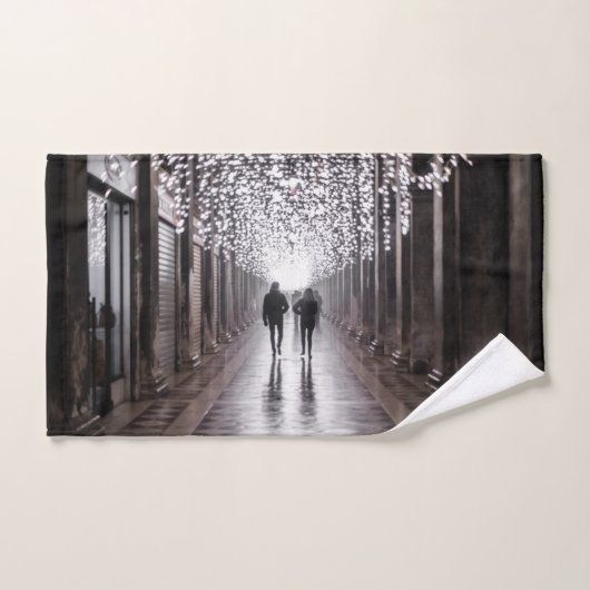 Licht, Schatten und Symmetrie - Sepia Badhandtuch Set (Handtuch)