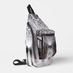 Licht, Schatten und Symmetrie - Sepia Crossbody Bag