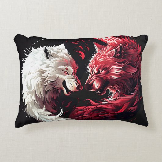 Licht Schatten Wolf Geist Tier Fantasy Dekokissen (Vorderseite)