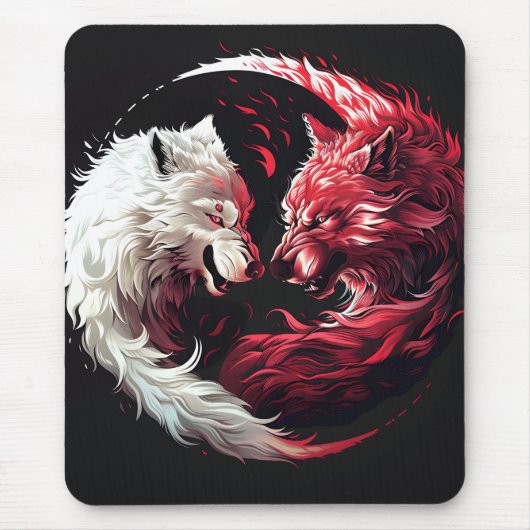 Licht Schatten Wolf Geist Tier Fantasy Mousepad (Vorne)