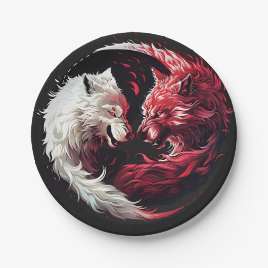 Licht Schatten Wolf Geist Tier Fantasy Pappteller (Vorderseite)