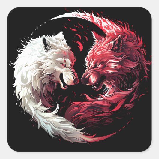 Licht Schatten Wolf Geist Tier Fantasy Quadratischer Aufkleber (Vorderseite)
