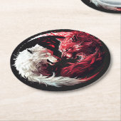 Licht Schatten Wolf Geist Tier Fantasy Runder Pappuntersetzer (Angewinkelt)