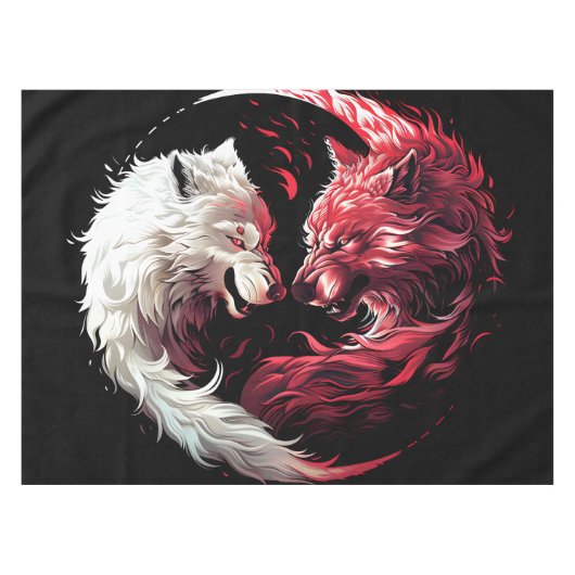 Licht Schatten Wolf Geist Tier Fantasy Tischdecke (Vorderseite (Horizontal))