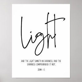 Licht scheint in Dunkelheit, John 1:5, Bibelverse Poster