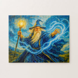 Licht-schwingender Magier in Fantasy-Ölgemälde Puzzle