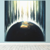 *~* Licht über dunkler Erde Kosmische AP70 Leinwanddruck (Insitu (Holzboden))