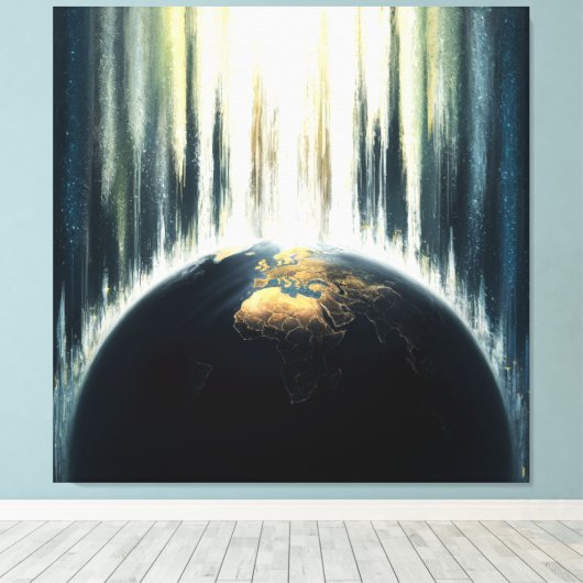 *~* Licht über dunkler Erde Kosmische AP70 Leinwanddruck (Insitu (Holzboden))