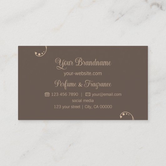 Licht und Dunkelbraun Verziert mit Portrait-Foto Visitenkarte (Rückseite)