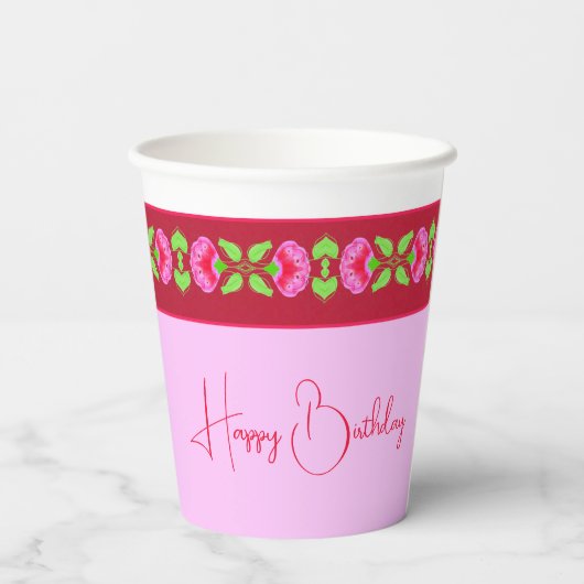 Licht und Dunkelrosa Pappbecher (Rückseite)