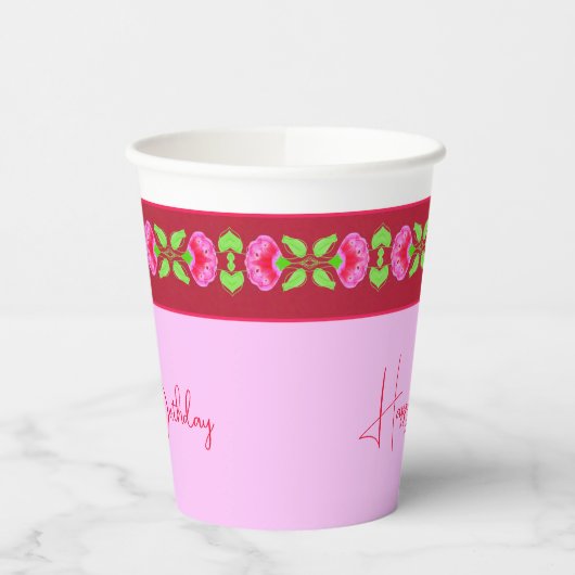 Licht und Dunkelrosa Pappbecher (Links)
