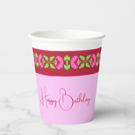 Licht und Dunkelrosa Pappbecher (Vorderseite)