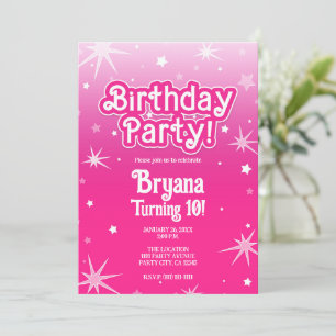 Licht- und heißrosa funkelnde Sternchen-Geburtstag Einladung