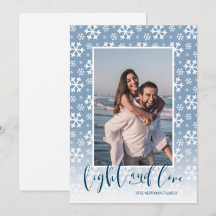 Licht und Liebe Schnee-Hanukkah-Foto Feiertagskarte