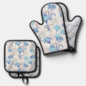 Licht und Luft-Hydrangea-Muster Ofenhandschuh & Topflappen-Set (Vorderseite/Rückseite)