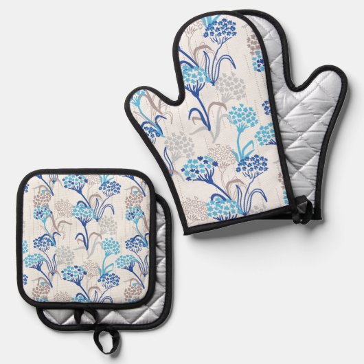 Licht und Luft-Hydrangea-Muster Ofenhandschuh & Topflappen-Set (Vorderseite/Rückseite)