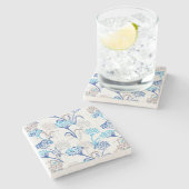 Licht und Luft-Hydrangea-Muster Steinuntersetzer (Seitenansicht)