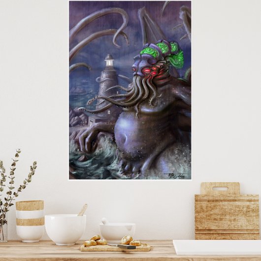 Licht von Cthulhu: Cthulhu erhebt sich vom Meer Poster (Küche)