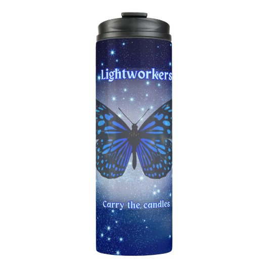 Lichtarbeiter tragen Kerzen Thermosbecher (Vorderseite)