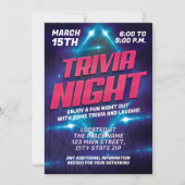 Lichtbeleuchtung Lila und Blue Trivia Night Einladung (Vorderseite)