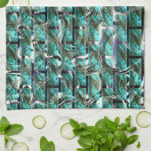 Lichtblau, Blasen in Gitter oder Ziegelwand Geschirrtuch (Gefaltet)