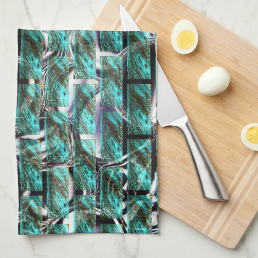 Lichtblau, Blasen in Gitter oder Ziegelwand Geschirrtuch (Viertel Falte)