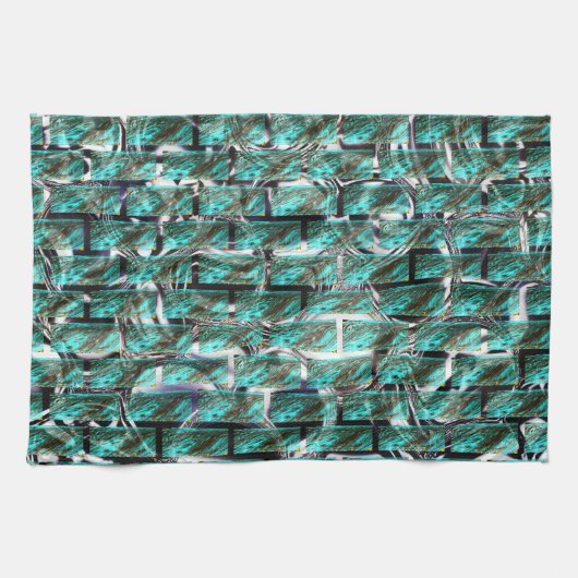 Lichtblau, Blasen in Gitter oder Ziegelwand Geschirrtuch (Horizontal)