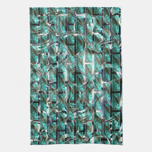 Lichtblau, Blasen in Gitter oder Ziegelwand Geschirrtuch (Vertikal)