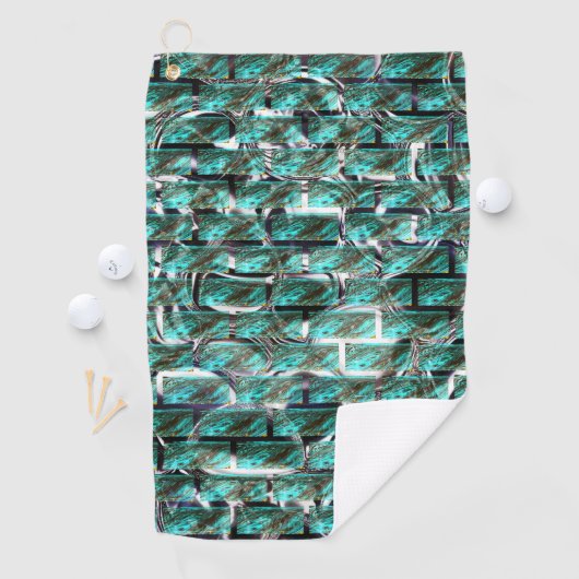Lichtblau, Blasen in Gitter oder Ziegelwand Golfhandtuch (Insitu)