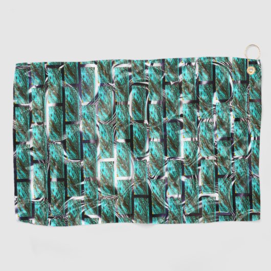 Lichtblau, Blasen in Gitter oder Ziegelwand Golfhandtuch (Horizontal)