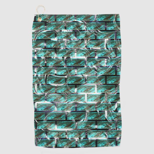 Lichtblau, Blasen in Gitter oder Ziegelwand Golfhandtuch (Vorderseite)