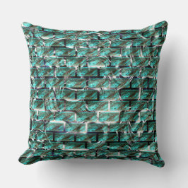 Lichtblau, Blasen in Gitter oder Ziegelwand Kissen