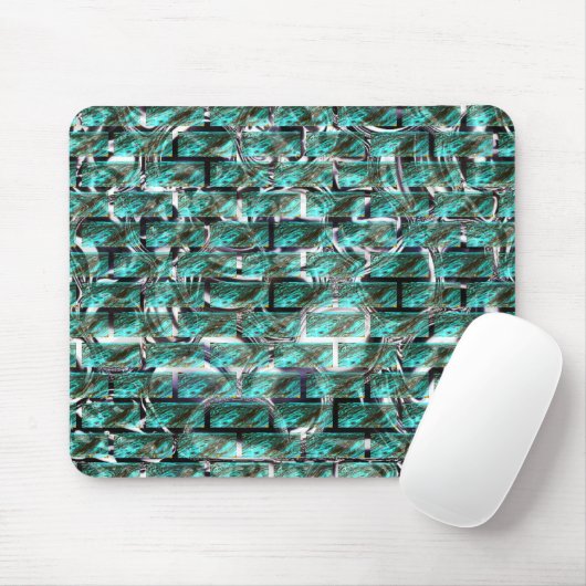Lichtblau, Blasen in Gitter oder Ziegelwand Mousepad (Mit Mouse)