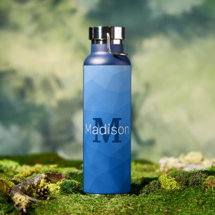Lichtblau Geometrisches Messemuster Monogramm Trinkflasche