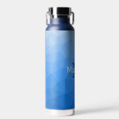 Lichtblau Geometrisches Messemuster Monogramm Trinkflasche (Vorne)
