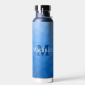 Lichtblau Geometrisches Messemuster Monogramm Trinkflasche (Links)